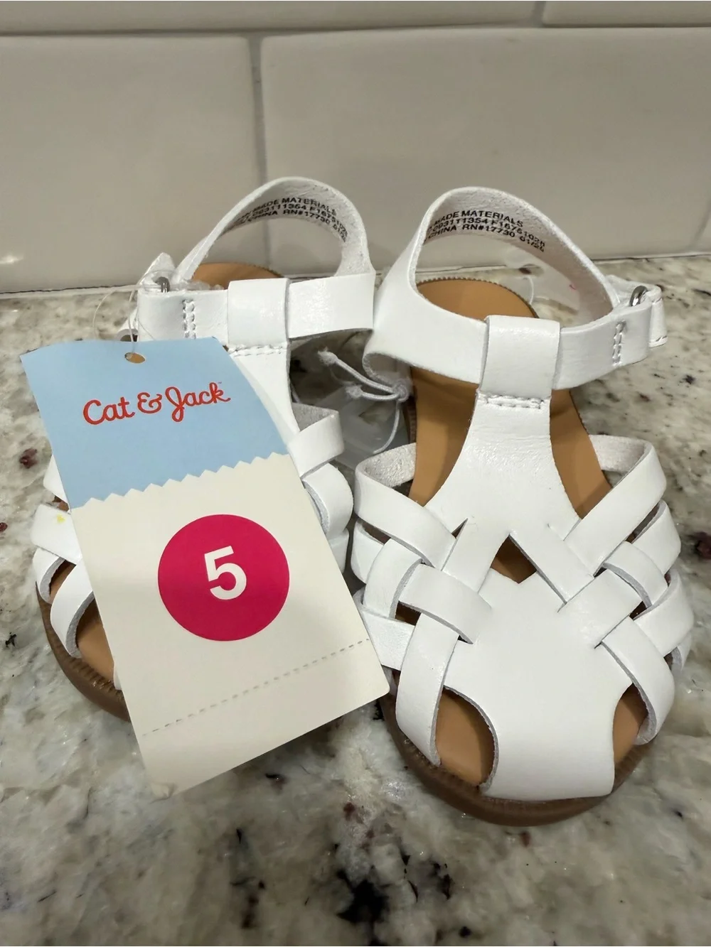 Cat & Jack White Braided Toddler Sandals - Size 5